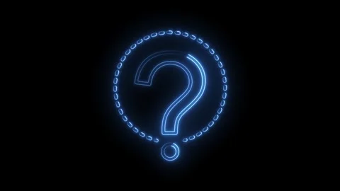 Animated glowing blue question mark design surrounded by circle elements on.. Vídeos de archivo 316673384