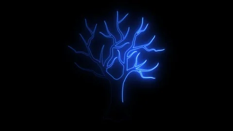 Animated glowing blue tree performing light display Stock Footage 345833768