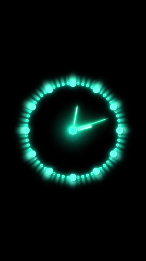 Animated glowing clock with minimal elements and tech-inspired style vertic.. Stock Footage 316454722