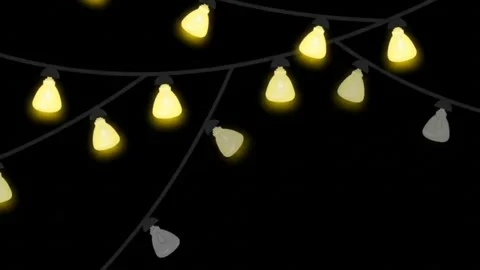 Animated Glowing Garland String Lights Overlay Footage for Festive Decor Stock Footage 344799886