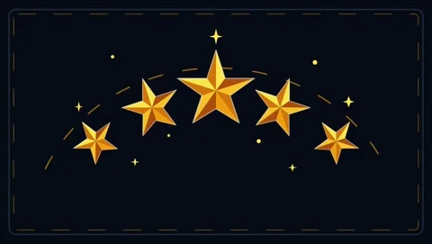 Animated glowing golden five star rating review motion graphics Stock Footage 337882194