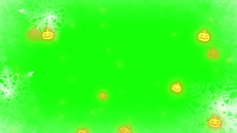 Animated glowing halloween pumpkins floating among delicate white snowflakes 스톡 동영상 345334550