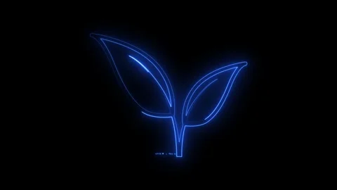 Animated glowing leaf symbolizing eco-friendly technology in dark background Stock Footage 345834543