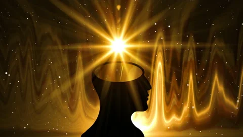 Animated glowing light above human head Stock Footage 162956775