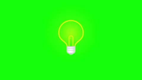 Animated glowing light bulb on green screen for easy chroma key compositing.. Stock Footage 344862503