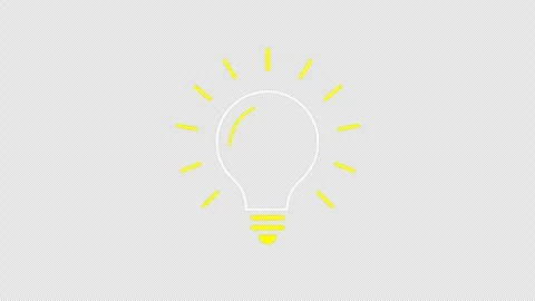 Animated Glowing Light Bulb Idea Concept Icon with Yellow Rays Motion Graphics Stock Footage 347868041