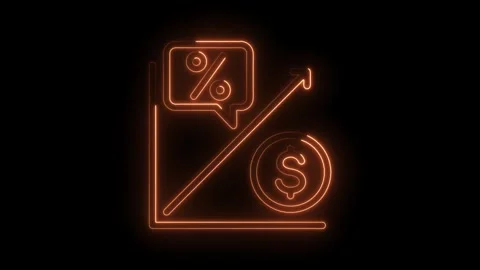 Animated glowing line graph with rising arrow,dollar coin,and percentage sign Stock Footage 346005141