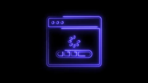 Animated glowing loading bar within browser window progress indicator for Video stock 322965990