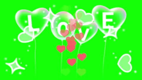 Animated Glowing LOVE Text with Floating Pink Hearts on Green Screen Stock-Footage 340047730