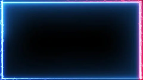 Animated Glowing Neon Border Frame with Electric Blue and Pink Light Effects on Stock Footage 338438919