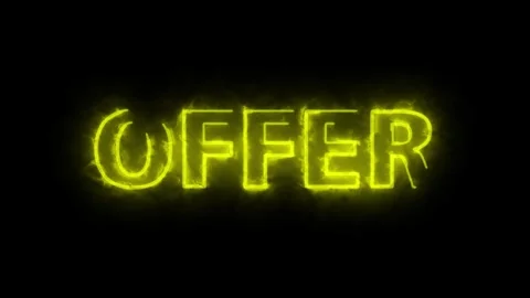 Animated Glowing Neon 'Offer' Text - Yellow Gold Color Stock Footage 333513945