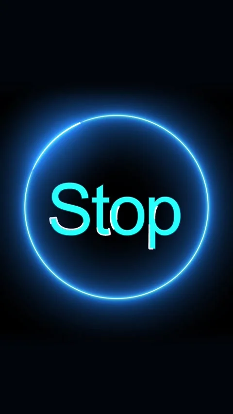 Animated glowing neon stop sign circle warning alert motion graphics vertic.. Vídeos de archivo 344285912