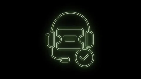Animated glowing neon support ticket resolved icon motion graphics Stock Footage 340191107