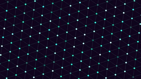 Animated glowing network grid with green nodes and connecting lines background Stockbeeldmateriaal 333172516