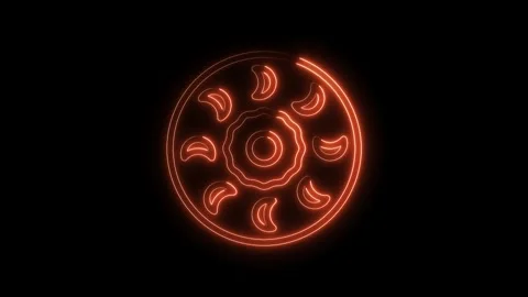 Animated glowing orange mandala rotating seamlessly on black background perfect Stock Footage 322969531