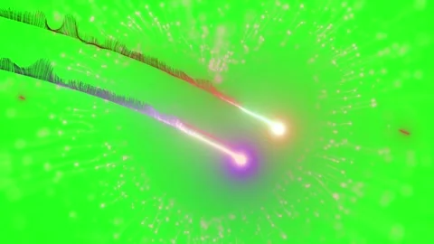 Animated glowing particle heart shape emitting light trails against solid Stock Footage 345332827