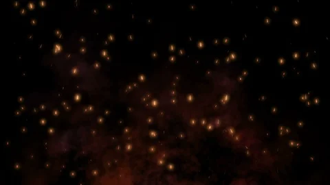 Animated: glowing particles fly into the air from smoke. Stock Footage 86972888