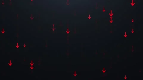 Animated glowing red arrows moving downwards against a black background. A fu Stock-Footage 328448895