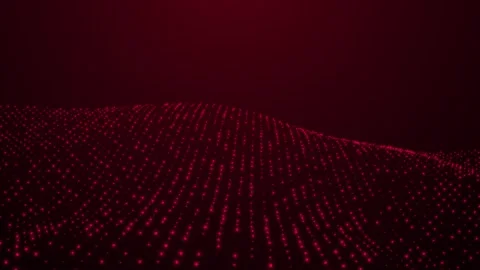 Animated glowing red dot wave, dynamic 3D particle landscape on dark backgr.. Stock-Footage 337876408