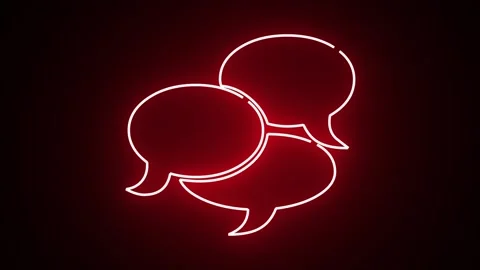 Animated glowing red neon SMS icon on black background. Received message co.. Stock Footage 292878047