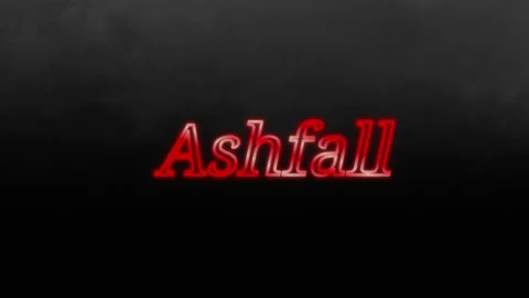 Animated glowing red text ashfall emerging from dark smoky background cinematic Stock Footage 343812523