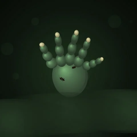 Animated glowing sea slug tentacles on dark green gradient background Stock Footage 345690837