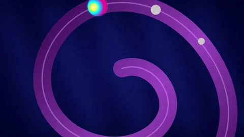 Animated glowing spheres moving along a purple spiral path 4K Stock Footage 345729554