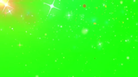 Animated glowing star particles and light flares floating on a green screen Stock Footage 345854024