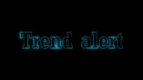 Animated glowing trend alert text particles shimmering against solid black 스톡 동영상 344634645