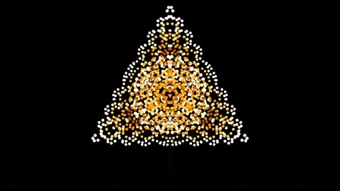 Animated Glowing triangular light structure on black background Stock Footage 327175122