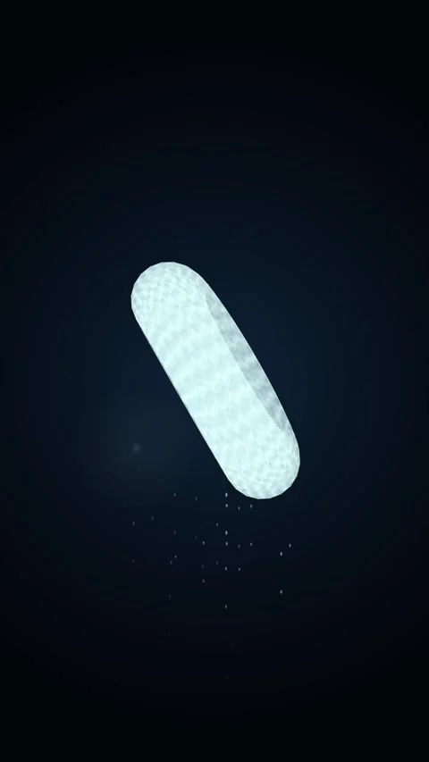 Animated glowing white circle logo on dark background for modern abstract vid Stock Footage 346005114
