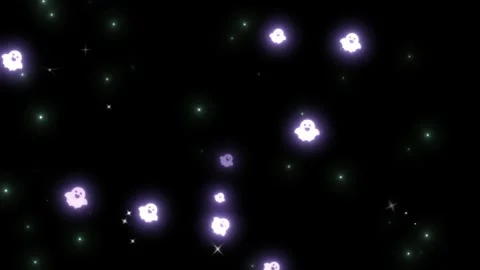 Animated glowing white spirits floating amidst twinkling stars against deep Stock Footage 345329838