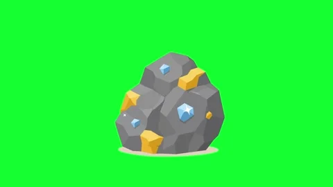 Animated gold and diamond ore stone glowing loop on green screen background.. Stock Footage 340382643
