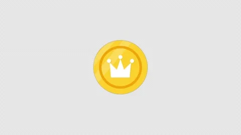 Animated Gold Coin with Crown Icon Video - Transparent Stock Footage 337309441