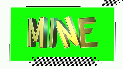 Animated gold mine text on green background with checkered pattern Stock Footage 338173636
