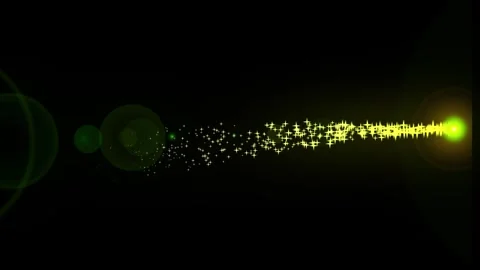 Animated Gold Particles Trail on Black Background, Screen Mode Overlay Stock Footage 308464375