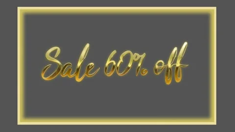 Animated gold text and neon of 60% off sale Stock Footage 233417366
