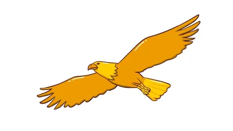 Animated Golden Eagle Flying High - White Background Video stock 282790879