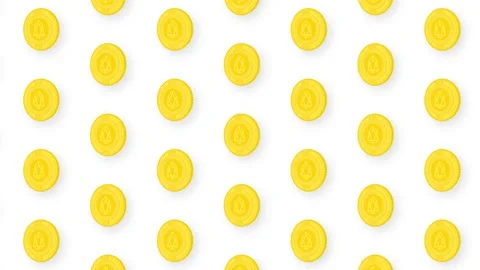 Animated Golden Eos Cryptocurrency Coin Video Seamless Pattern Background. 4k Stock Footage 157786628