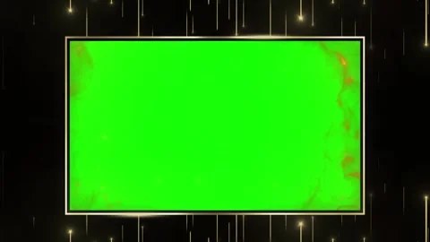 Animated Golden Frame Overlay with Green Screen Center for Video Editing and Video stock 338424304