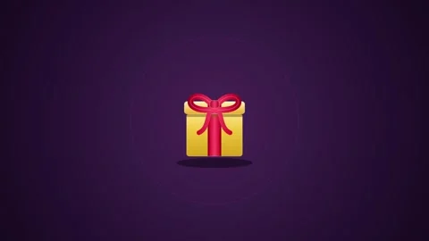 Animated golden gift box opening with magical sparkles on purple background.. Stock-Footage 344857167