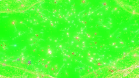 Animated golden glitter frame with floating particles on a bright green Stock Footage 338314561