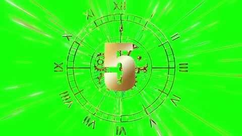 Animated golden mechanical clock face with gears and roman numerals spinning Stock Footage 339257564