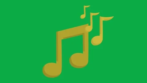 Animated golden music notes floating upward on a green screen background loop Stock Footage 332390934