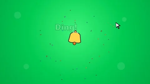 Animated golden notification bell ringing on a bright green background for Stock Footage 344773538
