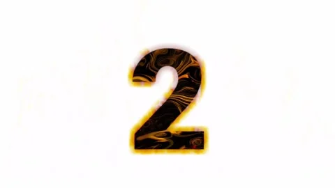 Animated golden numbers 2 with fire shadows on a white background Stock Footage 130337139