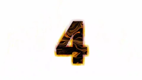 Animated golden numbers 4 with fire shadows on a white background Stock Footage 130337655