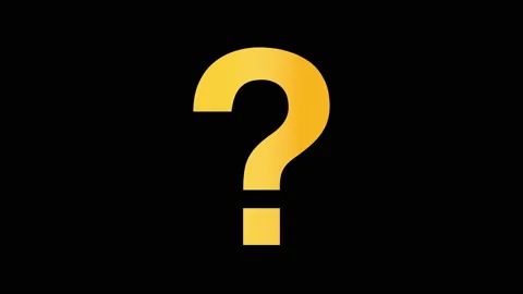 Animated golden question mark isolated on a black and green background. Stockbeeldmateriaal 201588114