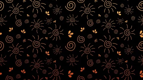 Animated Golden Sun Doodle Pattern Scrolling on Gradient Background Stock Footage 334188161