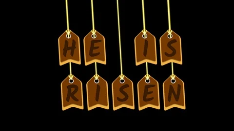 Animated golden text of he is risen on black screen Video stock 301982613